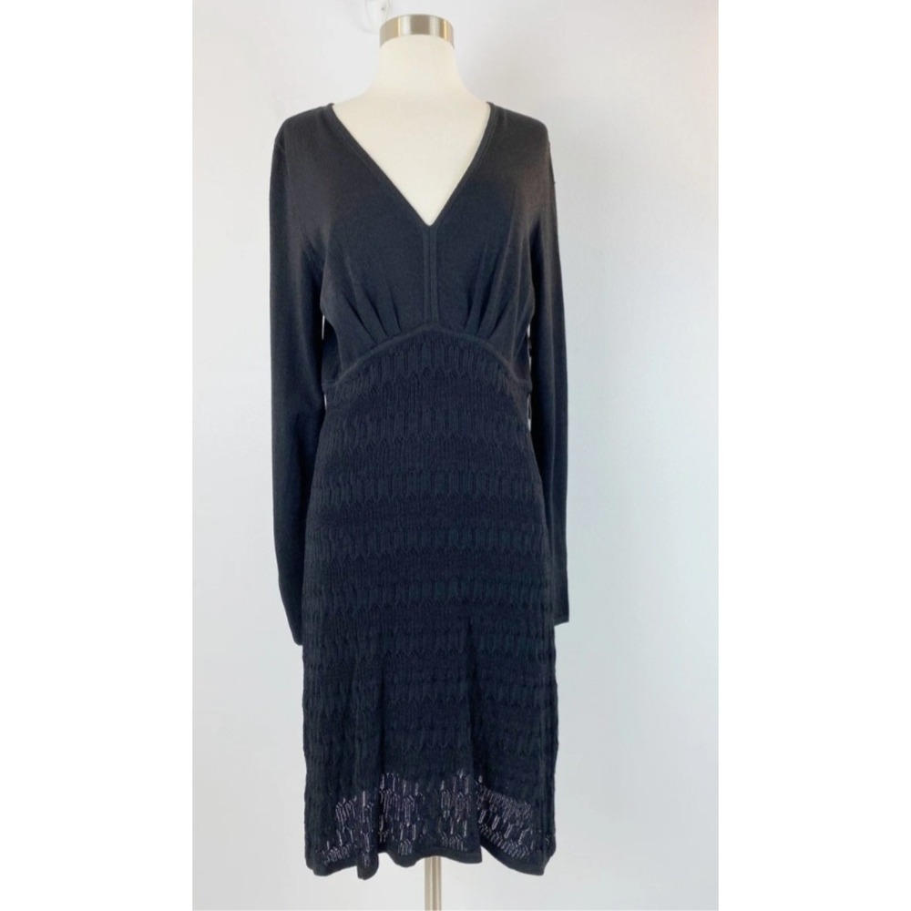 Women's Jones Wear Dress Black Knit Medium Sweater Dress Long‎ Sleeve Lined